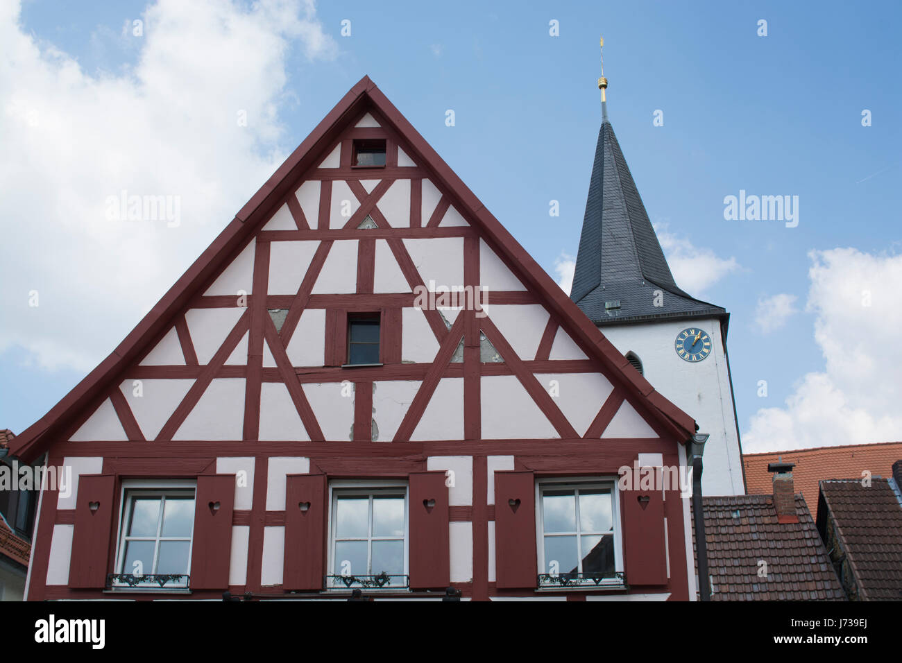 Cute Bavarian Tudor style houses, Germany Stock Photo