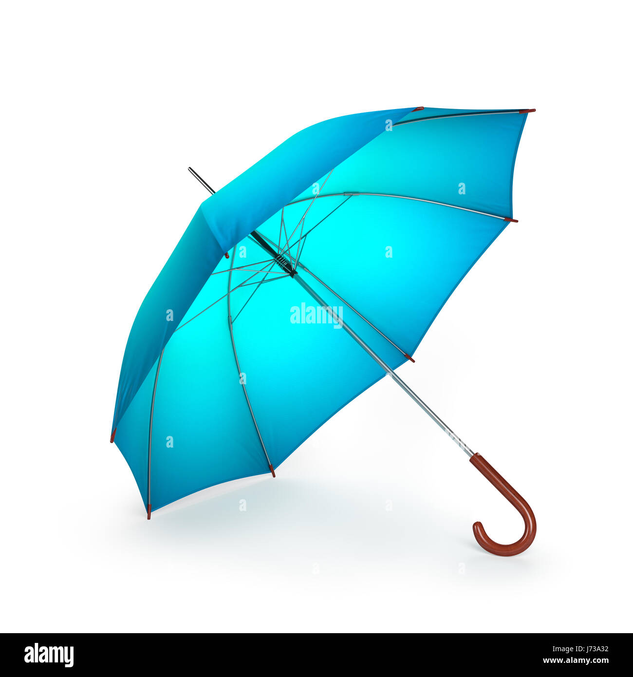 Blue umbrella isolated on white background. 3D illustration Stock Photo