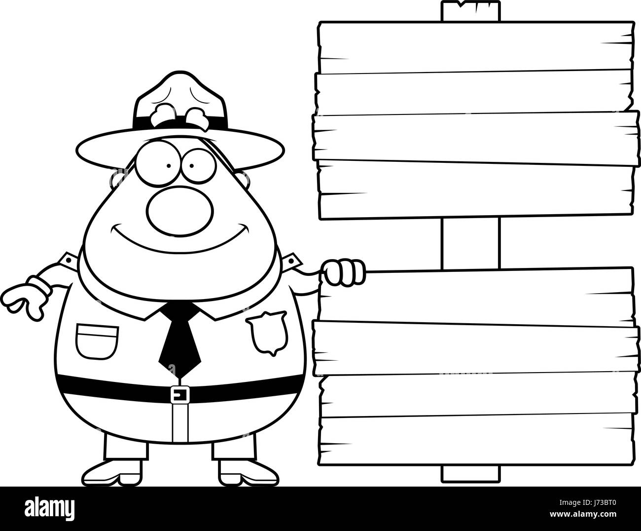 A happy cartoon park ranger with a wood sign Stock Vector Image &amp; Art ...