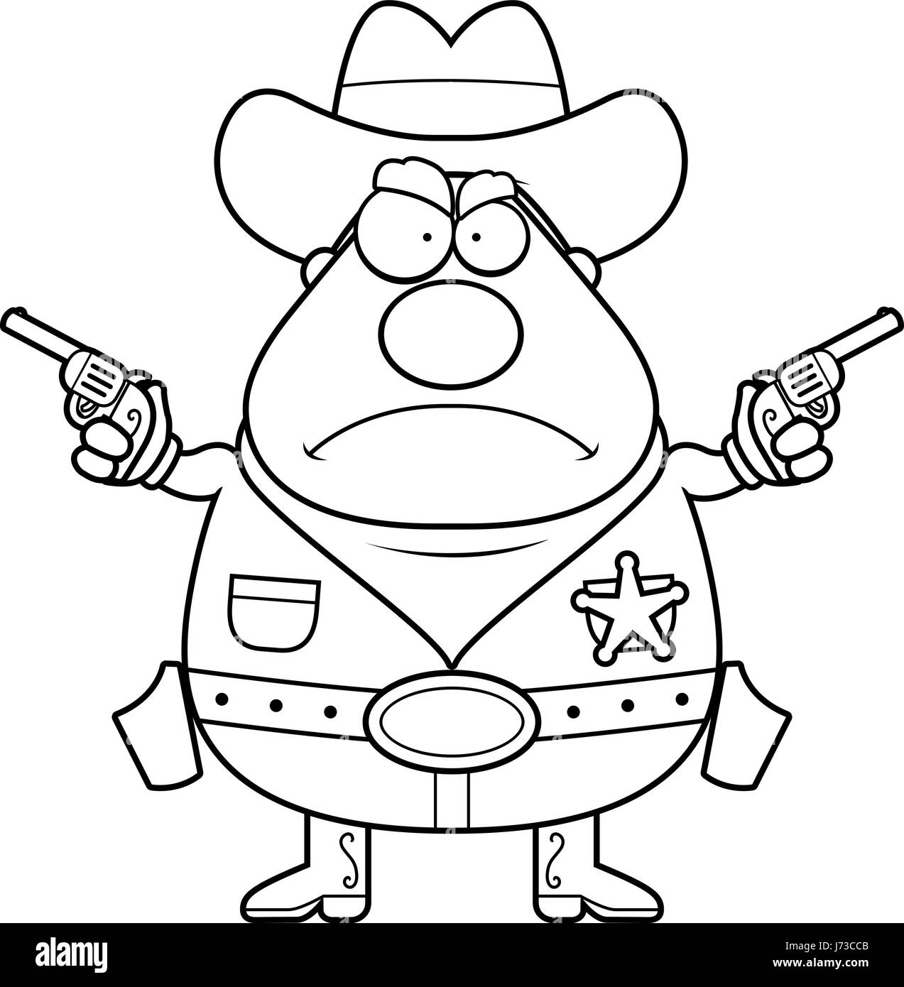 A Cartoon Sheriff With An Angry Expression Stock Vector Image And Art Alamy