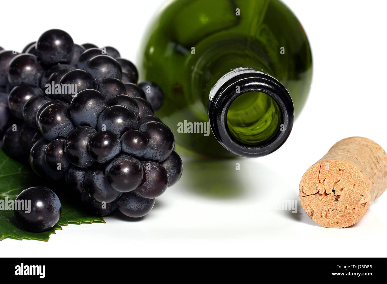 wine bottle with grapes Stock Photo