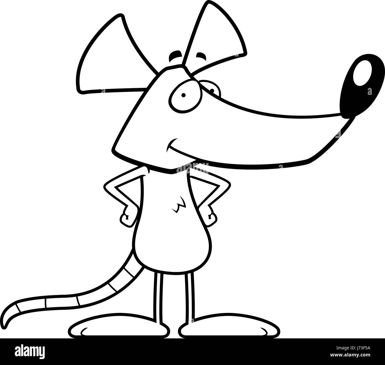 A happy cartoon rat standing and smiling. Stock Vector