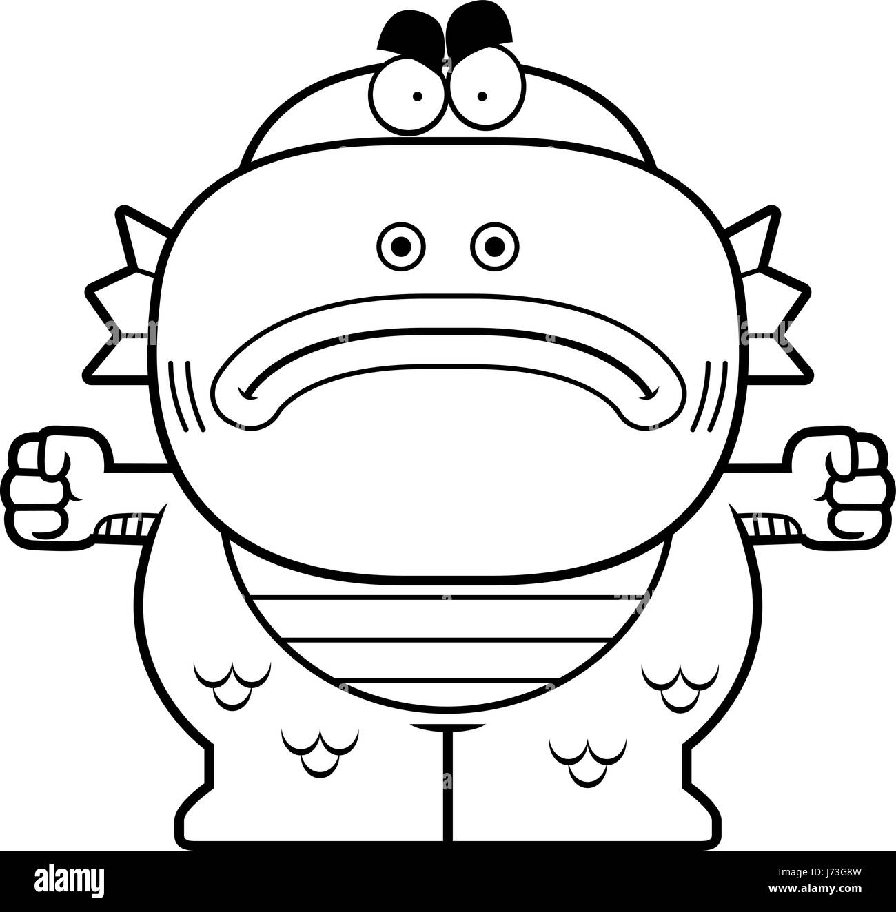 A cartoon illustration of a fish creature looking angry Stock Vector ...