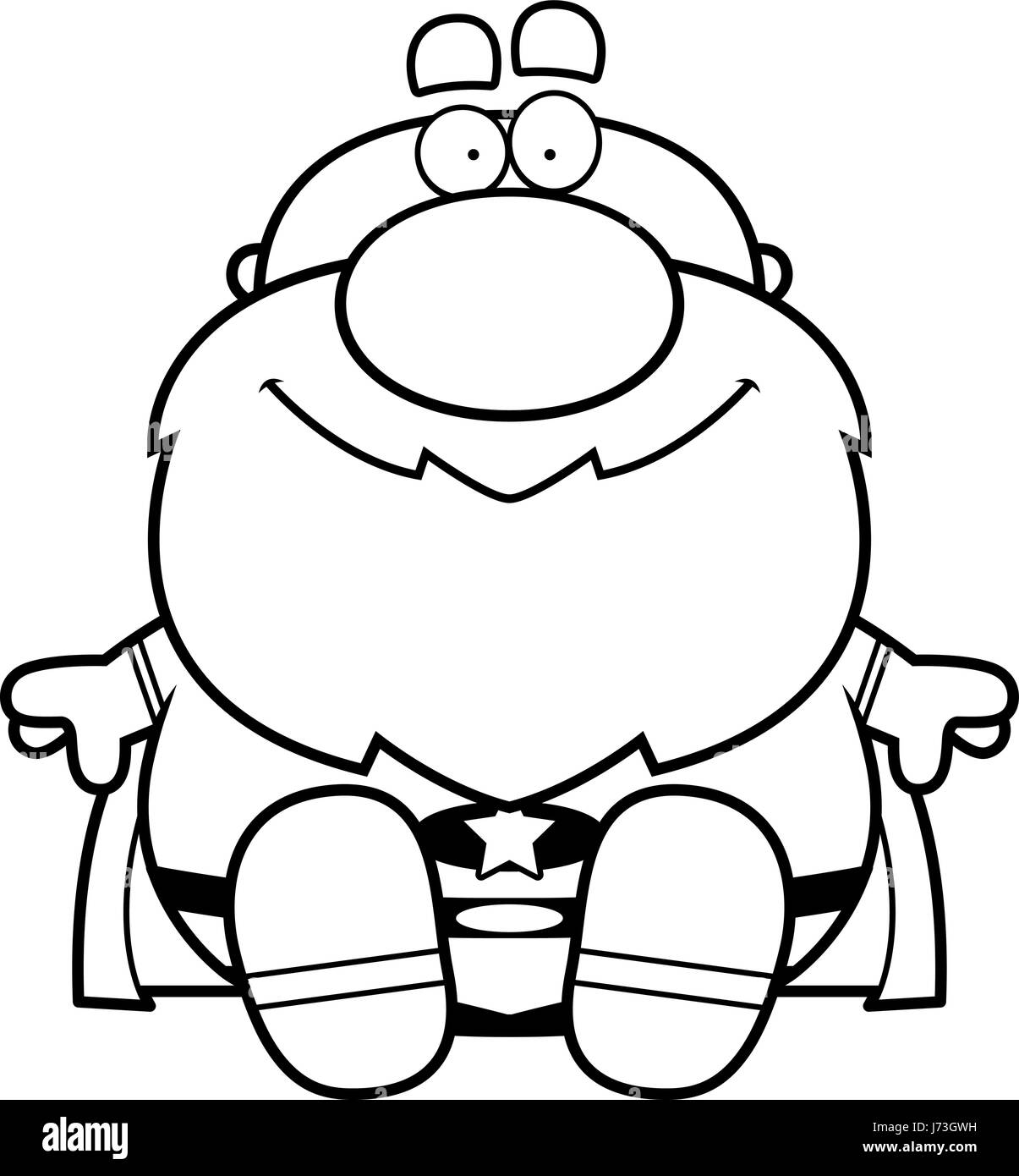 A cartoon illustration of a superhero sitting. Stock Vector