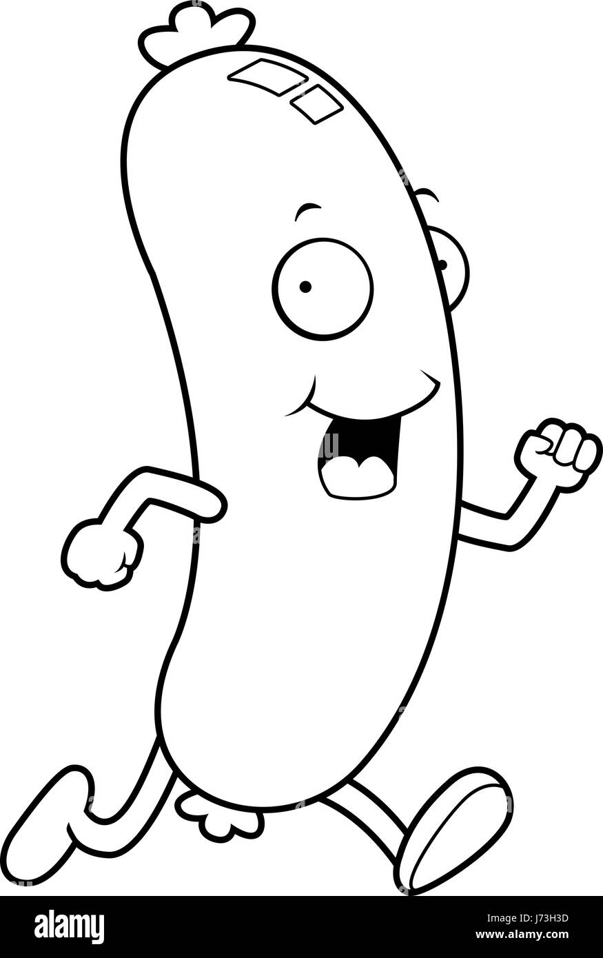 A happy cartoon sausage running and smiling Stock Vector Image & Art