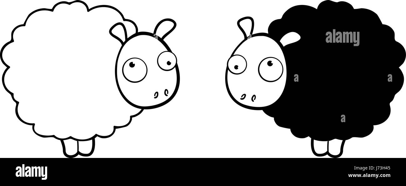 Two different colored cartoon sheep standing up Stock Vector Image ...
