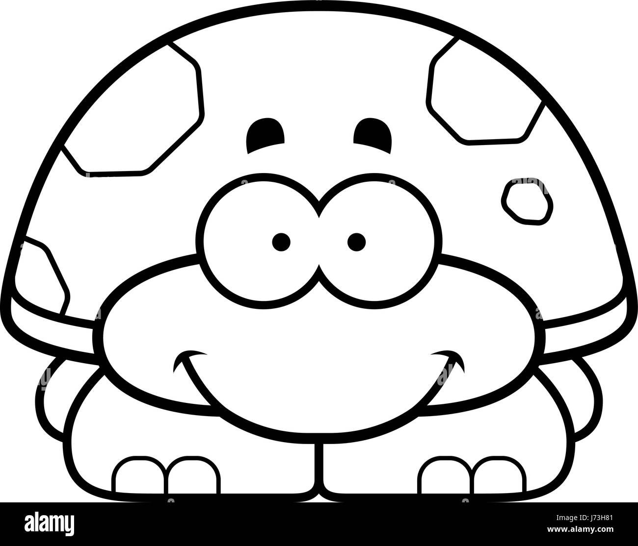 A cartoon illustration of a little turtle happy and smiling. Stock Vector