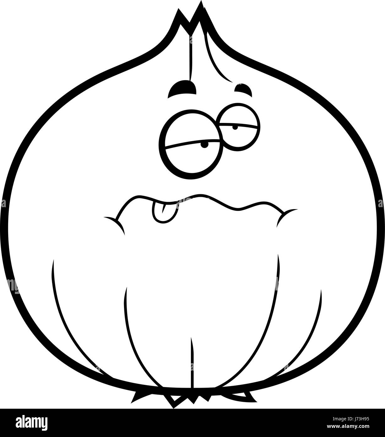 A cartoon illustration of an onion looking sick Stock Vector Image
