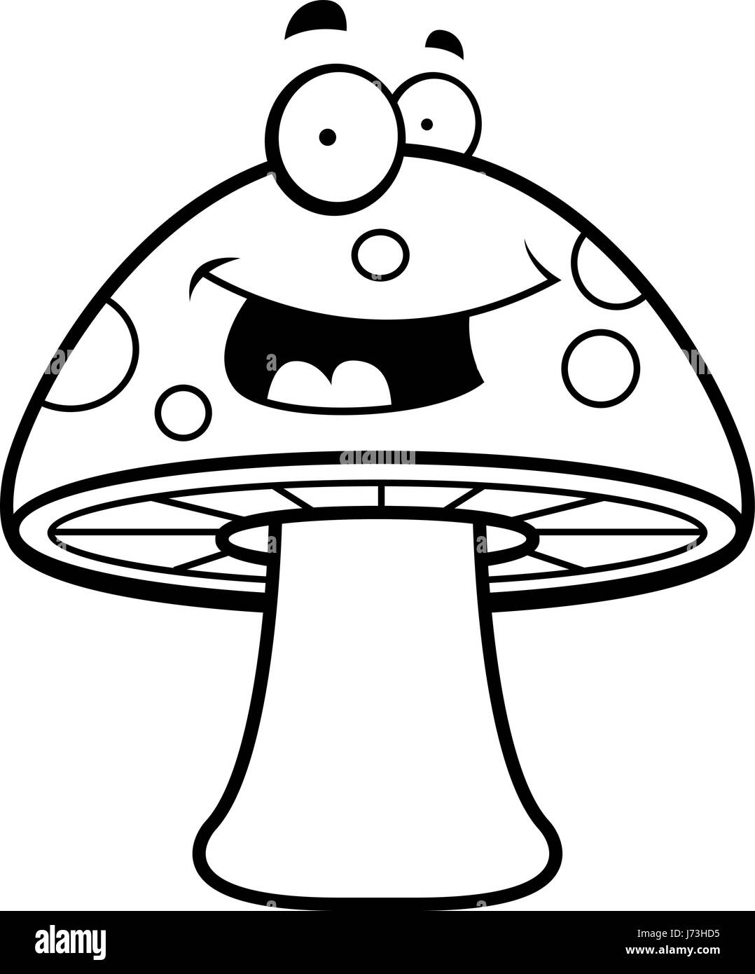 A cartoon magic mushroom happy and smiling. Stock Vector
