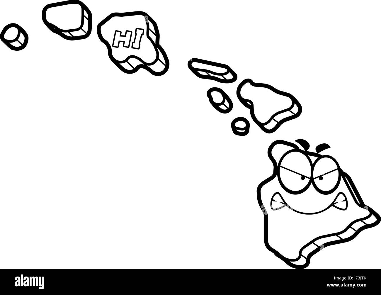 A cartoon illustration of the state of Hawaii looking angry Stock ...