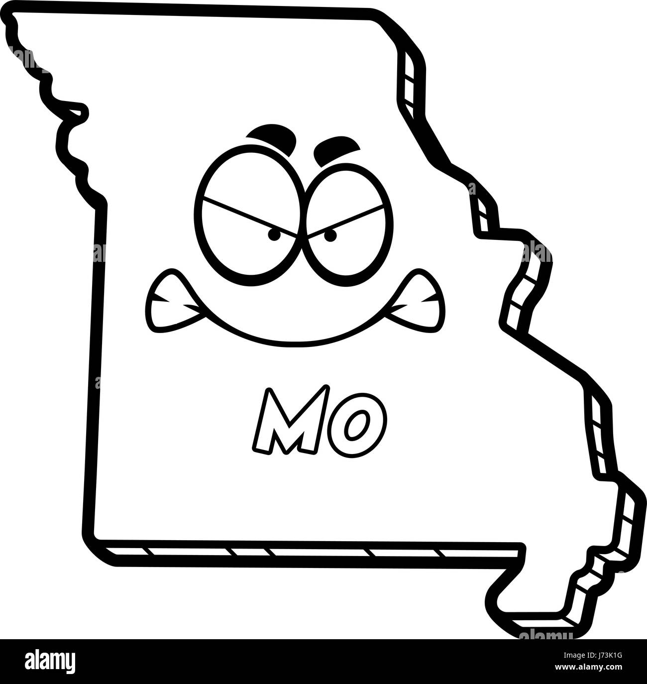 A cartoon illustration of the state of Missouri looking angry Stock ...