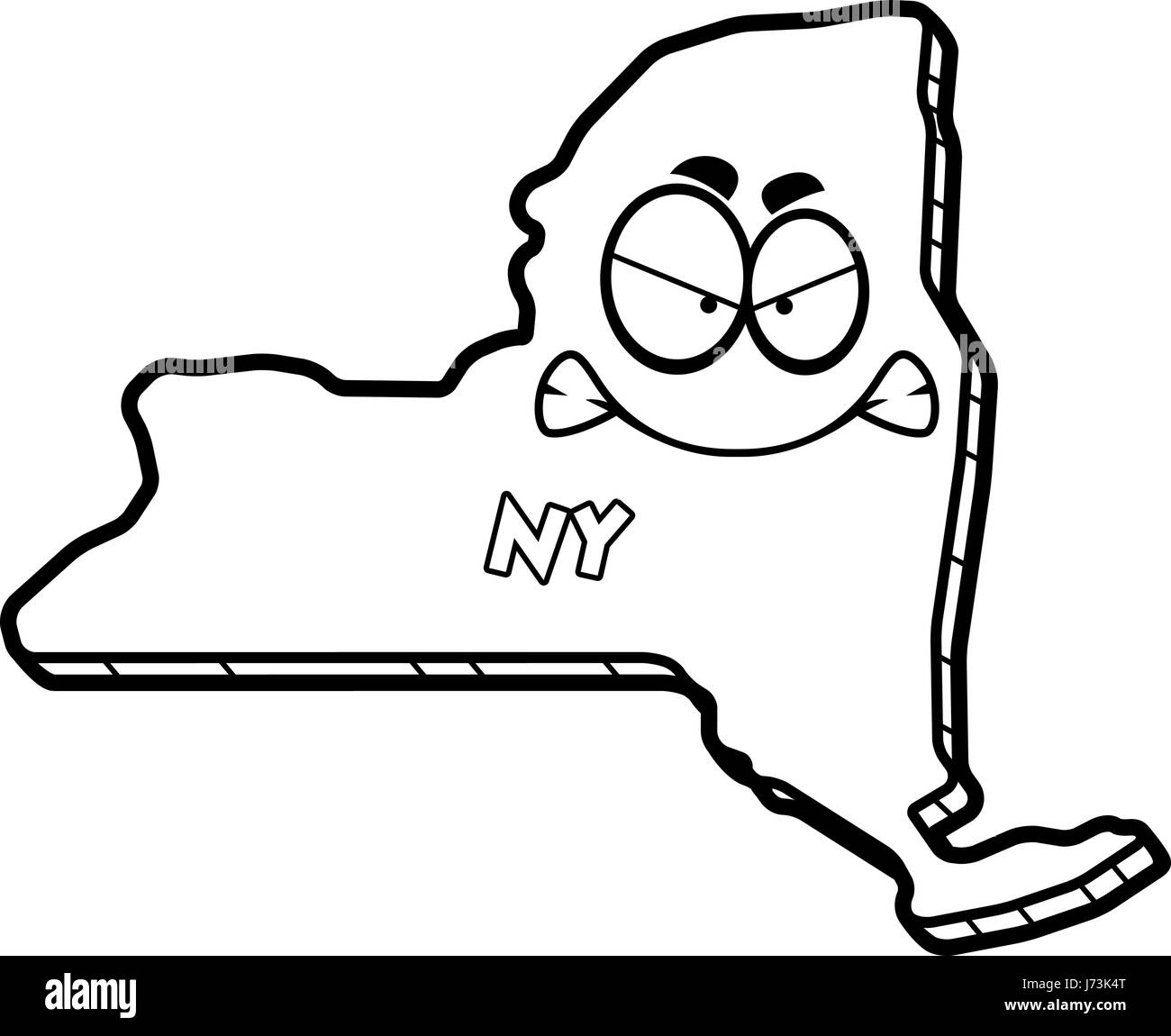 A cartoon illustration of the state of New York looking angry Stock ...