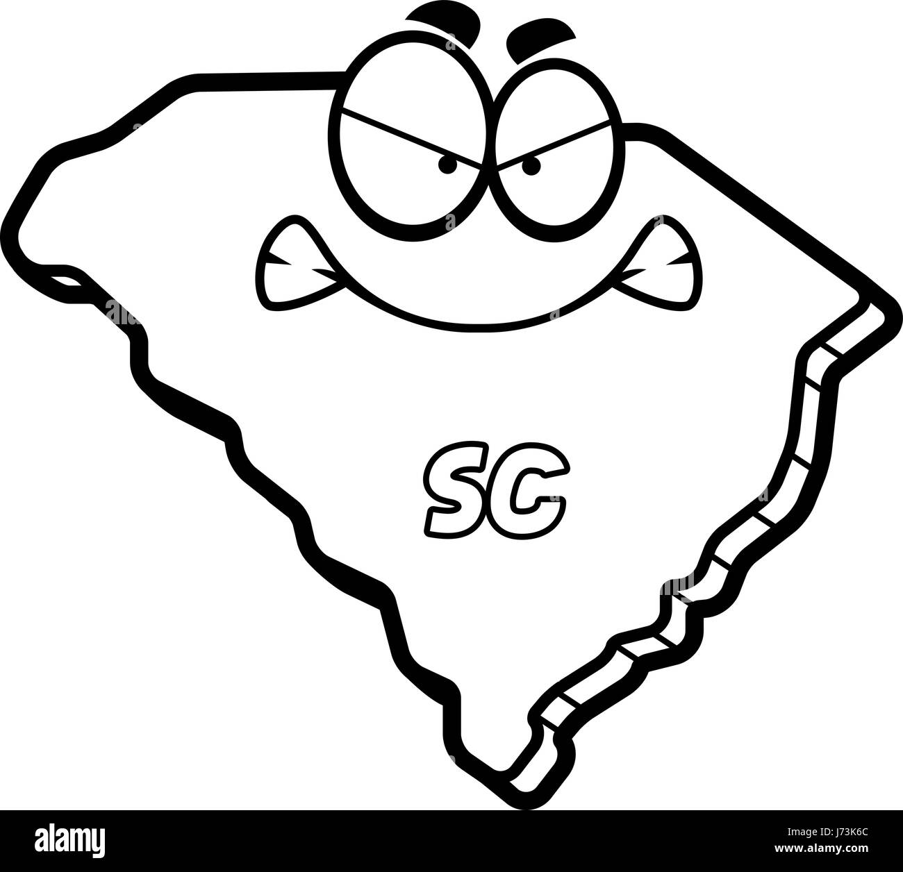 A cartoon illustration of the state of South Carolina looking angry