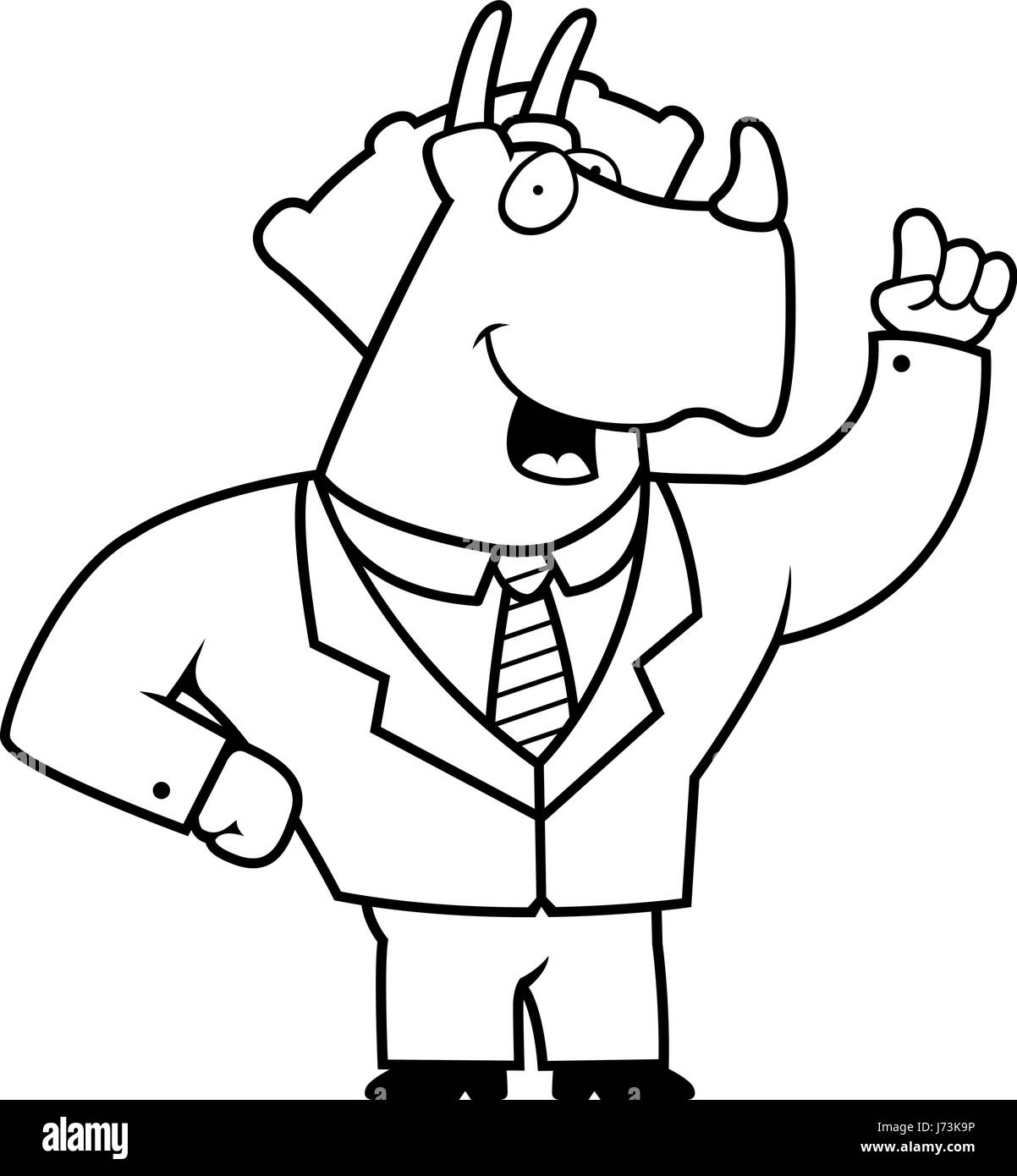 A happy cartoon dinosaur in a business suit. Stock Vector