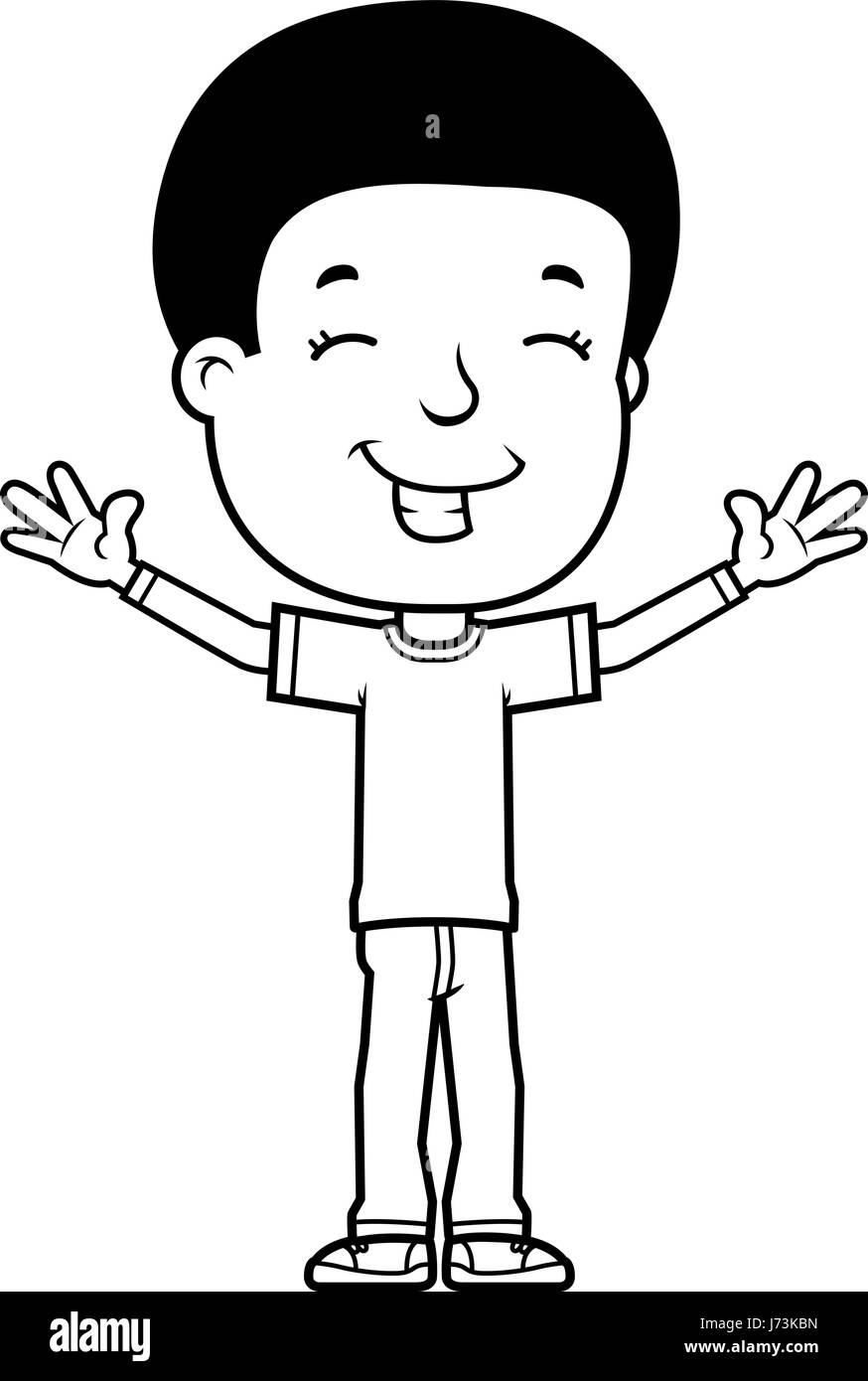 A cartoon illustration of a teenage boy looking happy Stock Vector ...