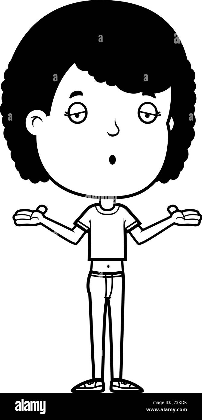 A cartoon illustration of a teenage girl shrugging Stock Vector Image
