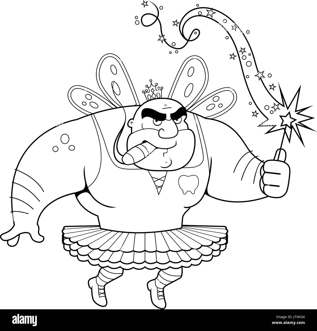 A cartoon Tooth Fairy man in a tutu. Stock Vector