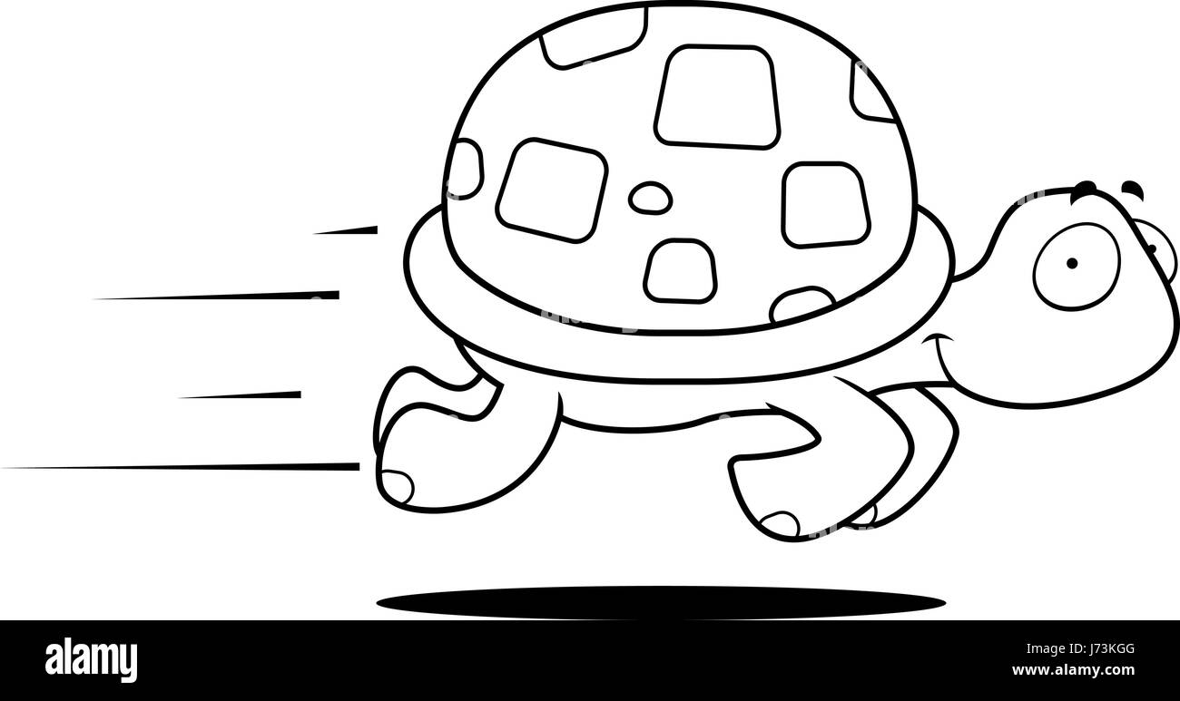 A happy cartoon turtle running and smiling. Stock Vector