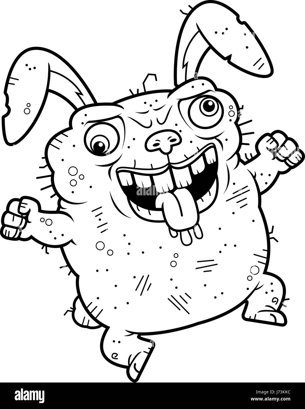 A Cartoon Illustration Of An Ugly Bunny Looking Crazy Stock Vector 