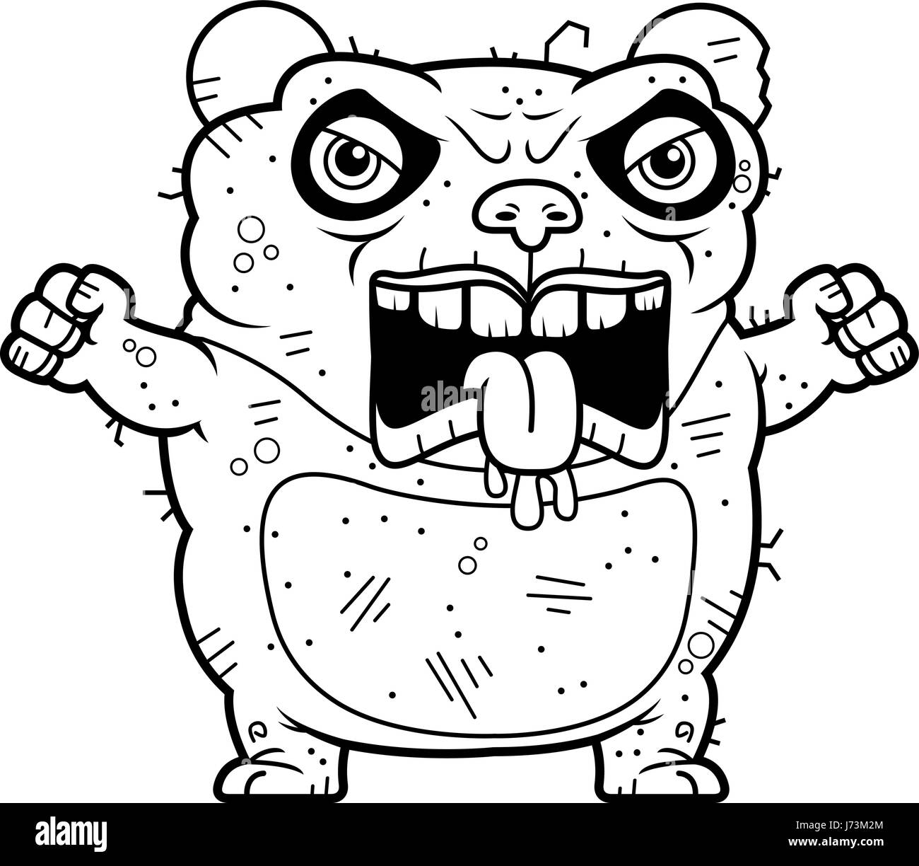 A cartoon illustration of an ugly panda bear looking angry. Stock Vector