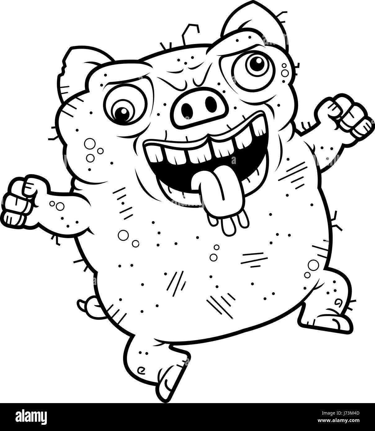 A cartoon illustration of an ugly pig looking crazy Stock Vector Image &  Art - Alamy