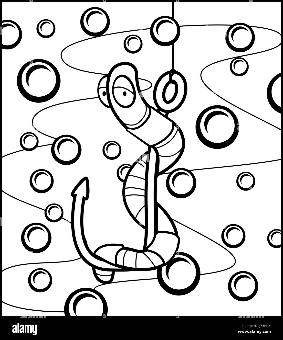 A cartoon worm on a fishing hook Stock Vector Image & Art Alamy