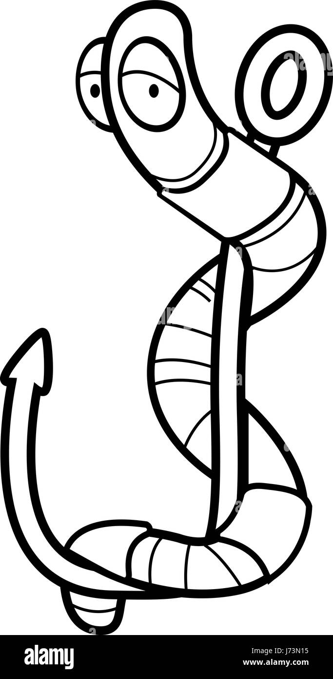 A cartoon worm on a fishing hook Stock Vector Image & Art Alamy