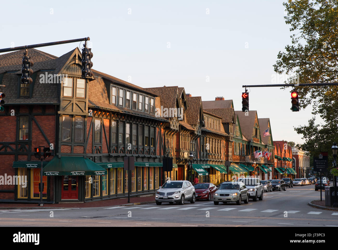Bellevue Avenue shopping district in Newport, Rhode Island Stock Photo
