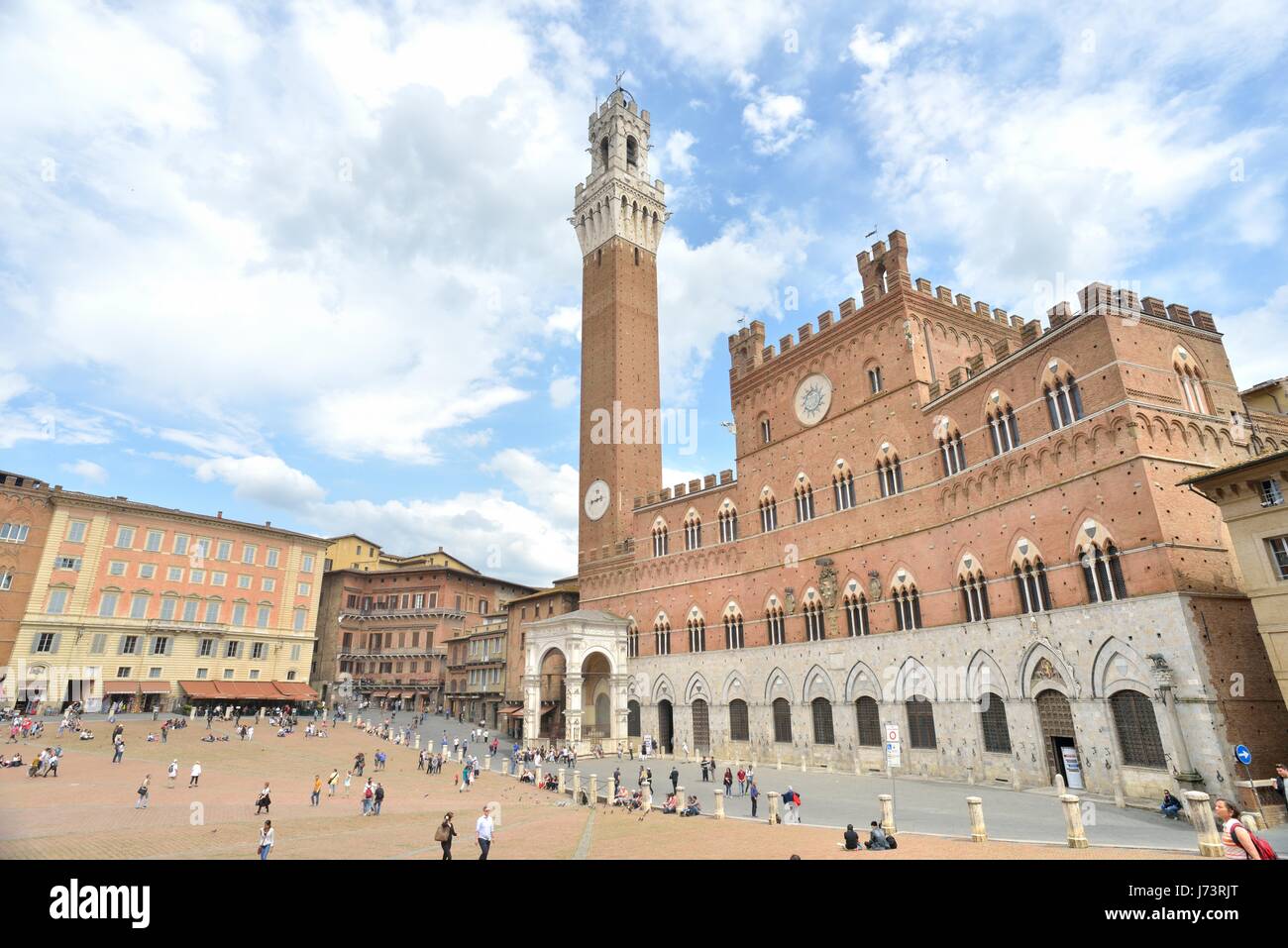 Mangia Tower and piazza del Campo Siena, Italy Stock Photo