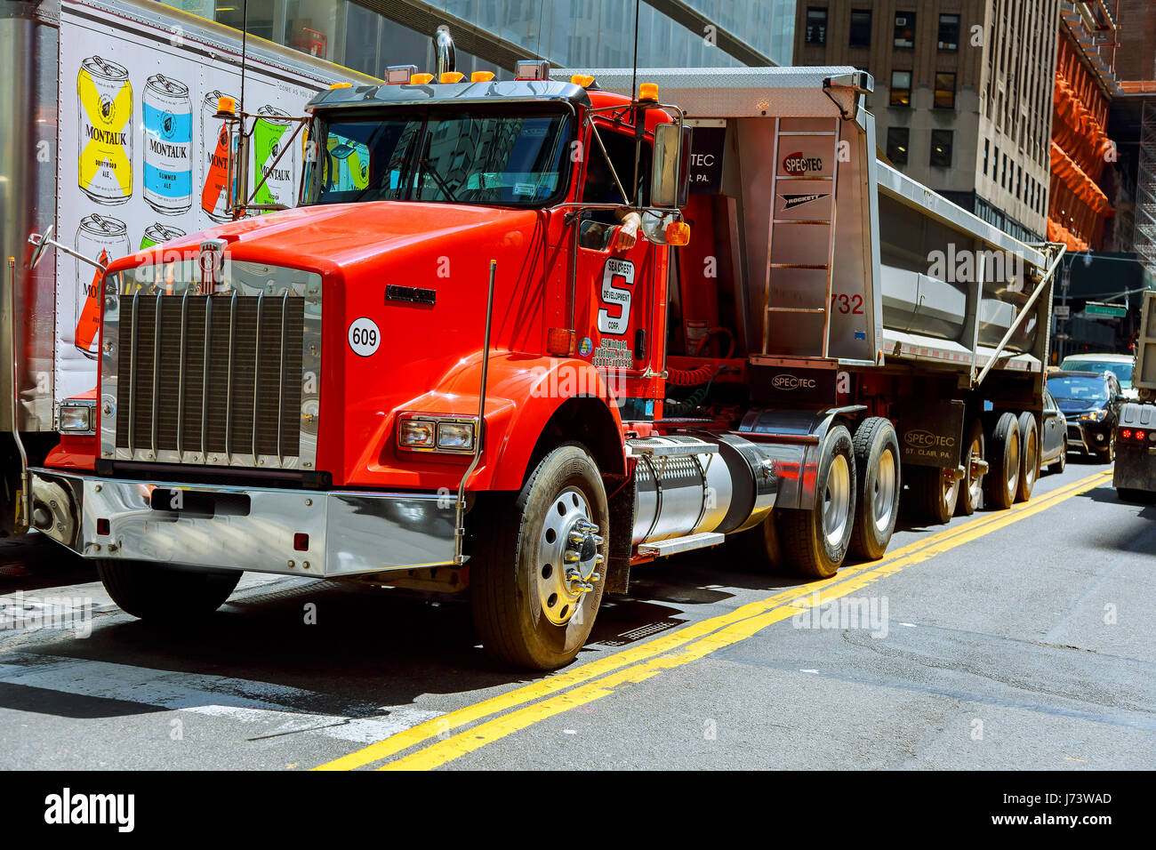 NEW YORK CITY, USA - 04, 2017 : Road Construction and Road Works in Manhattan NYC Stock Photo