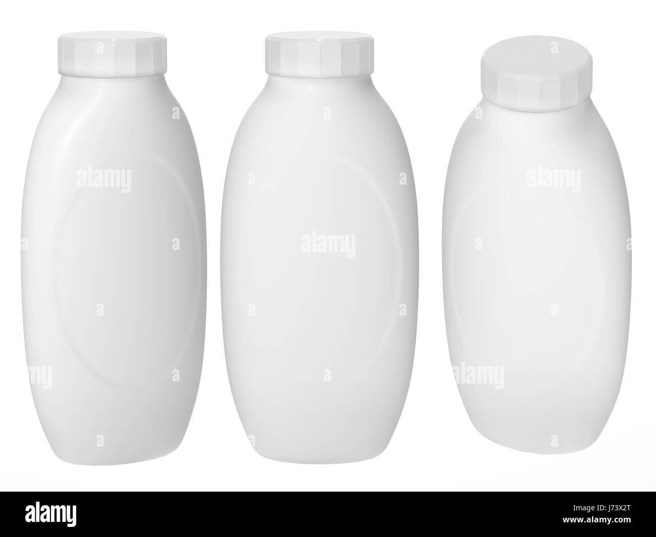 White plastic bottle packaging with clipping path for cosmetics and health care product. Stock Photo