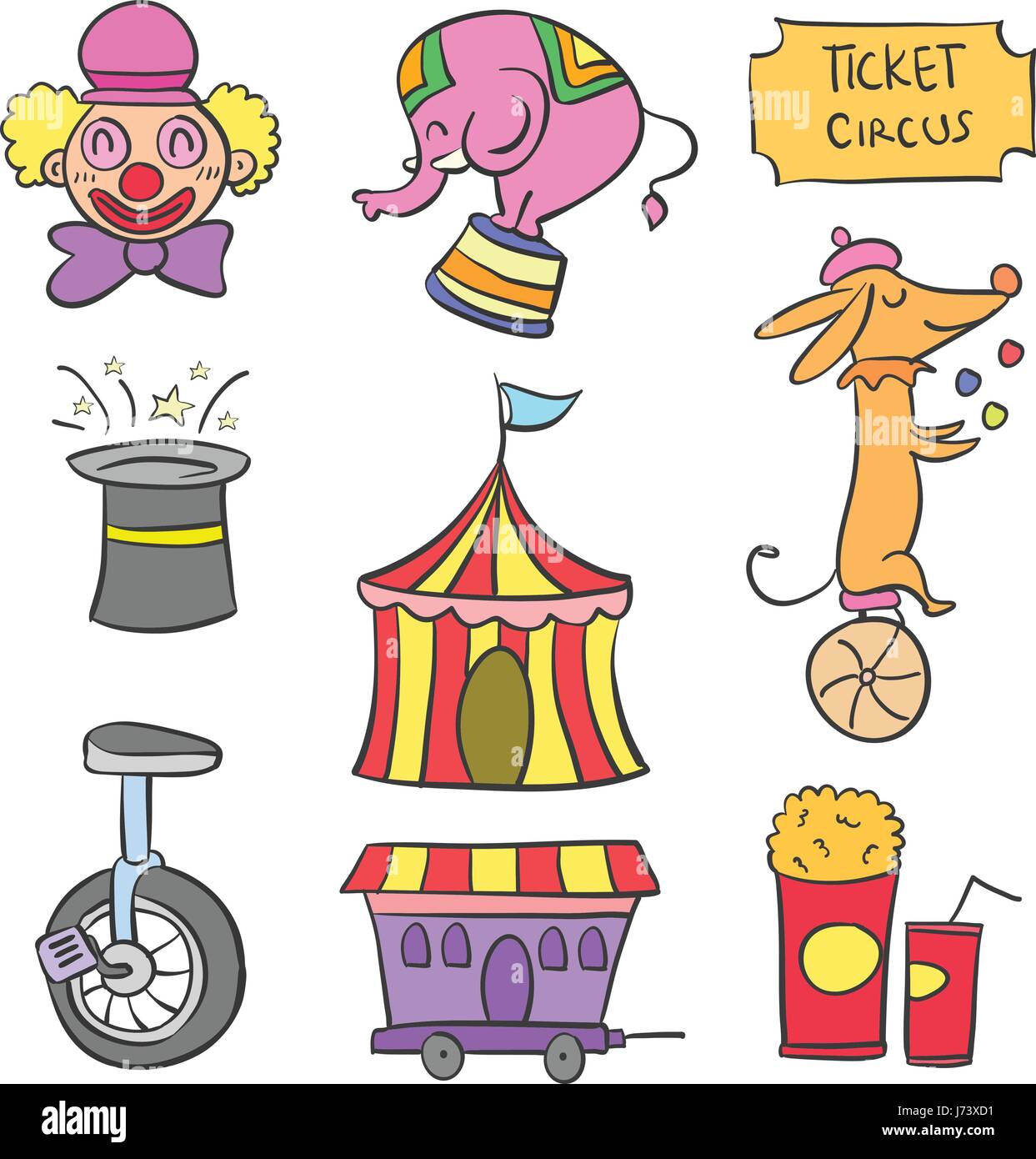 Doodle element circus funny design Stock Vector Image & Art - Alamy