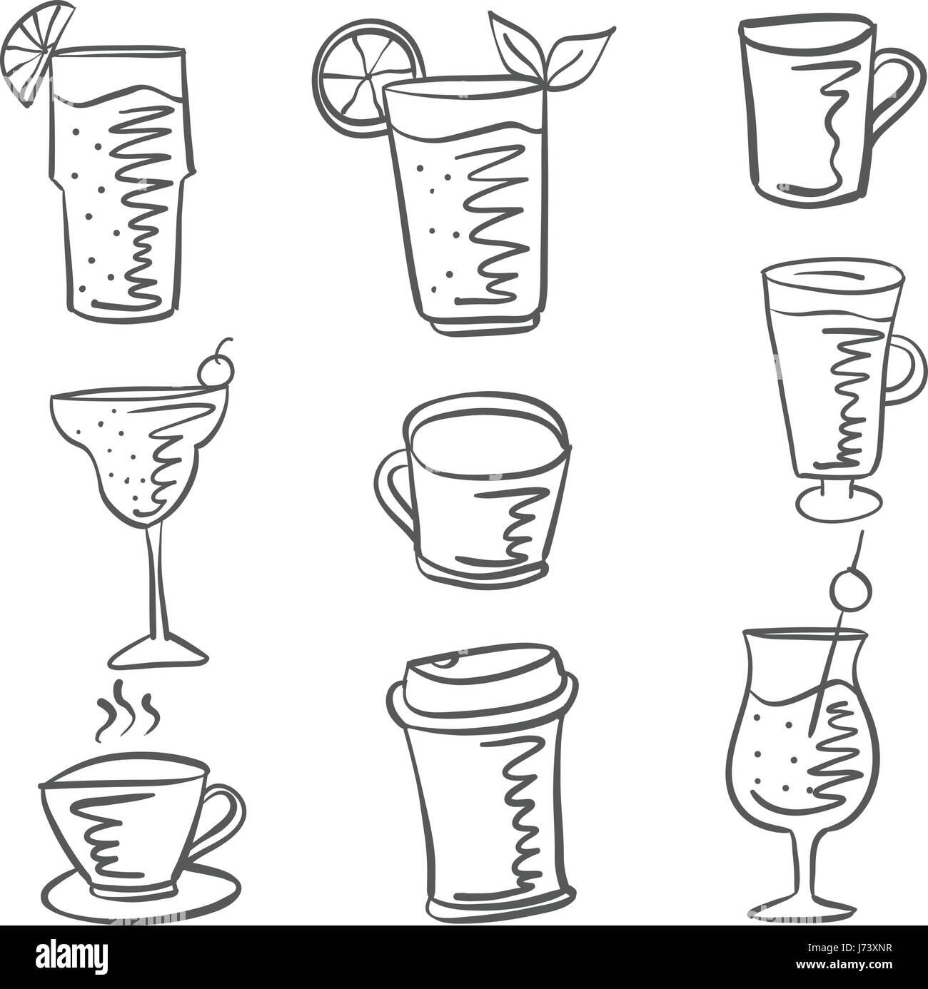 Set drink various of doodles Stock Vector Image & Art - Alamy