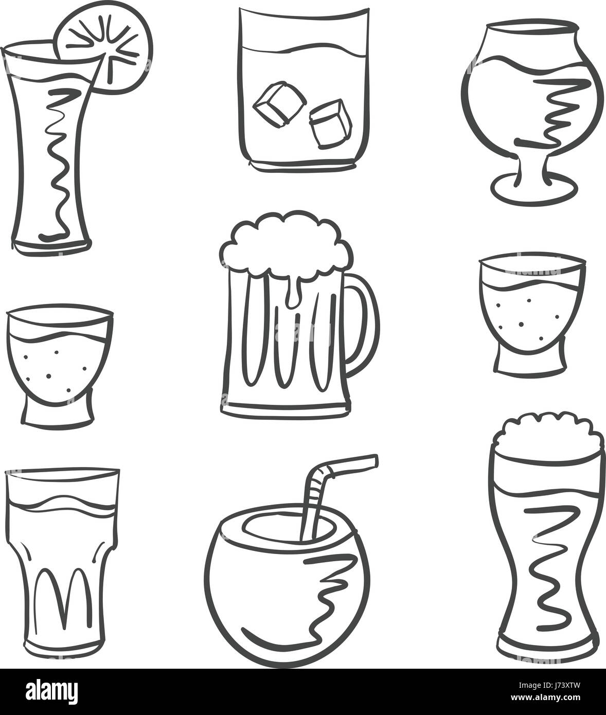 Doodle various drink hand draw Stock Vector Image & Art Alamy