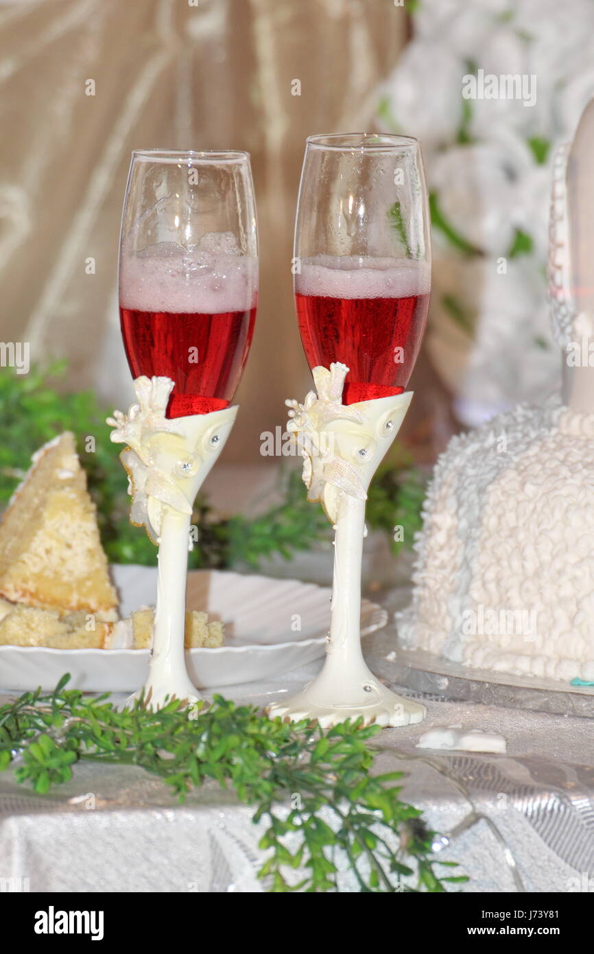 Decorated Champagne glasses Stock Photo Alamy
