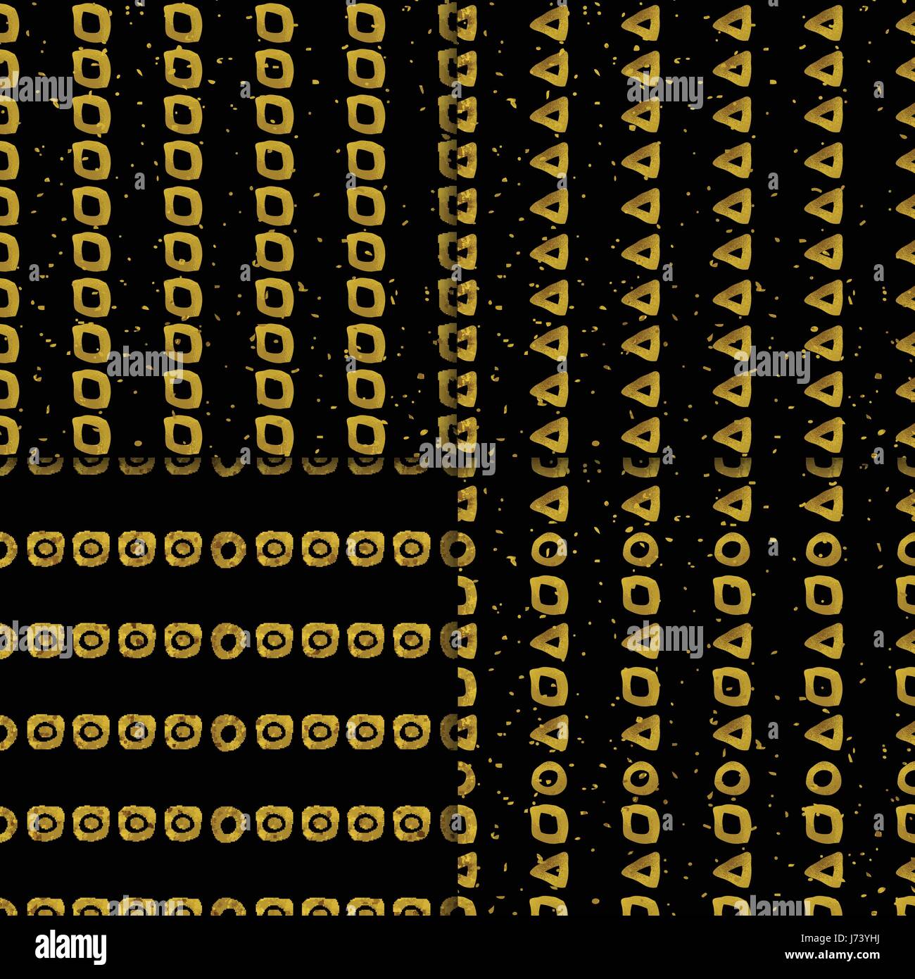 Abstract seamless pattern set. Black and gold grunge background with ...