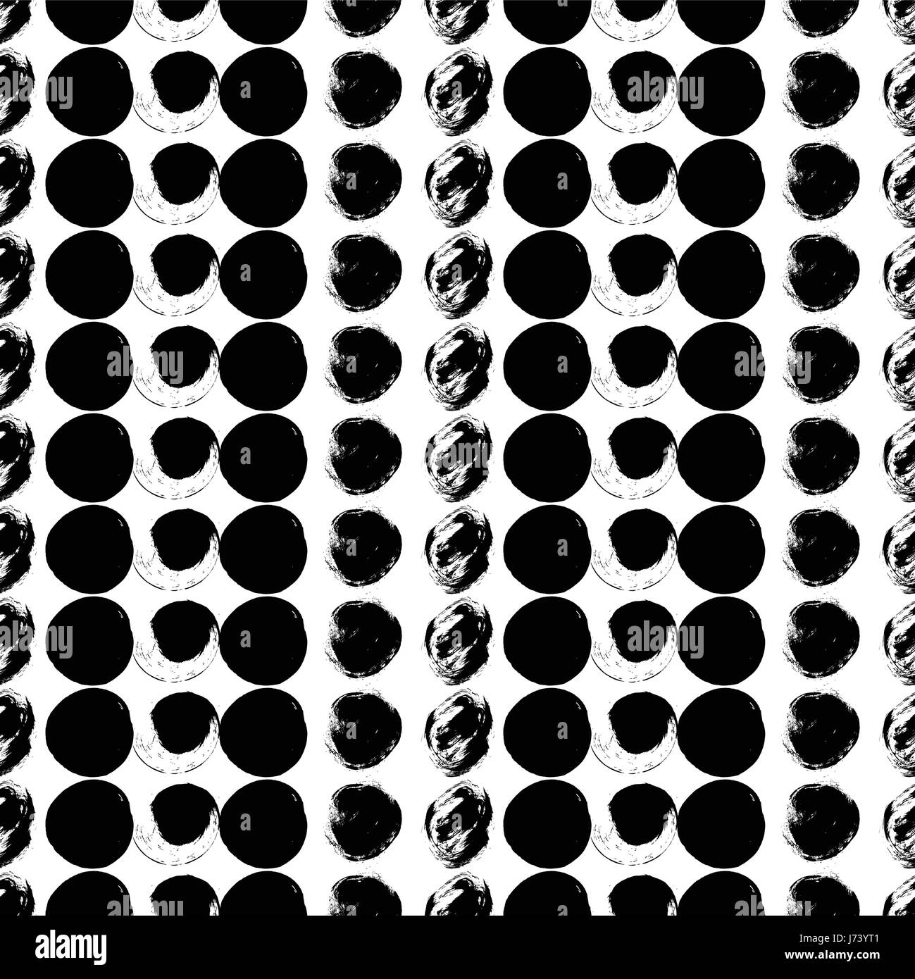 Vector seamless pattern. Black and white round brush strokes. Grungy ...