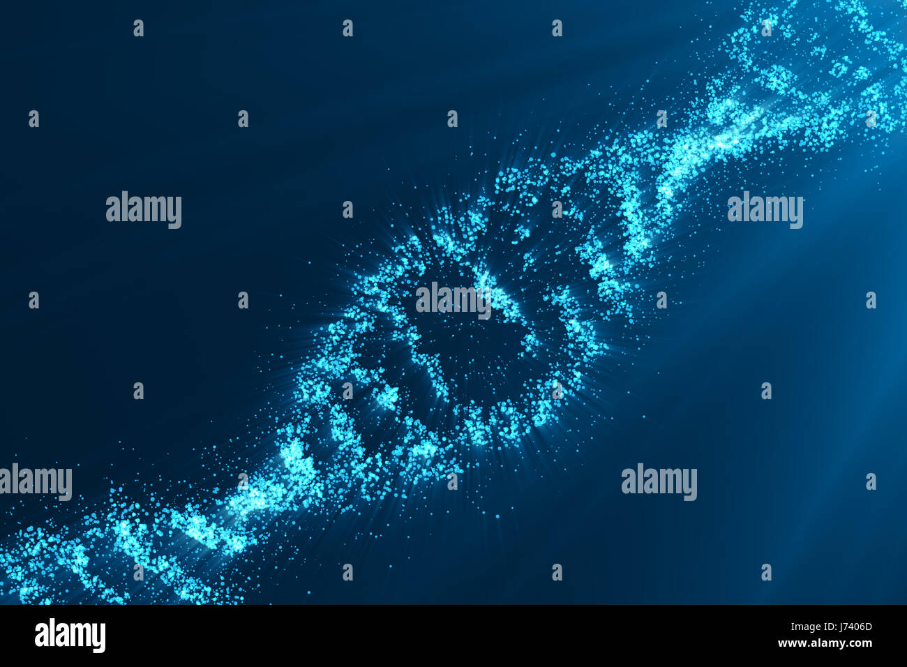 DNA concept. Structure mesh spheres from flying debris. Thin line ...