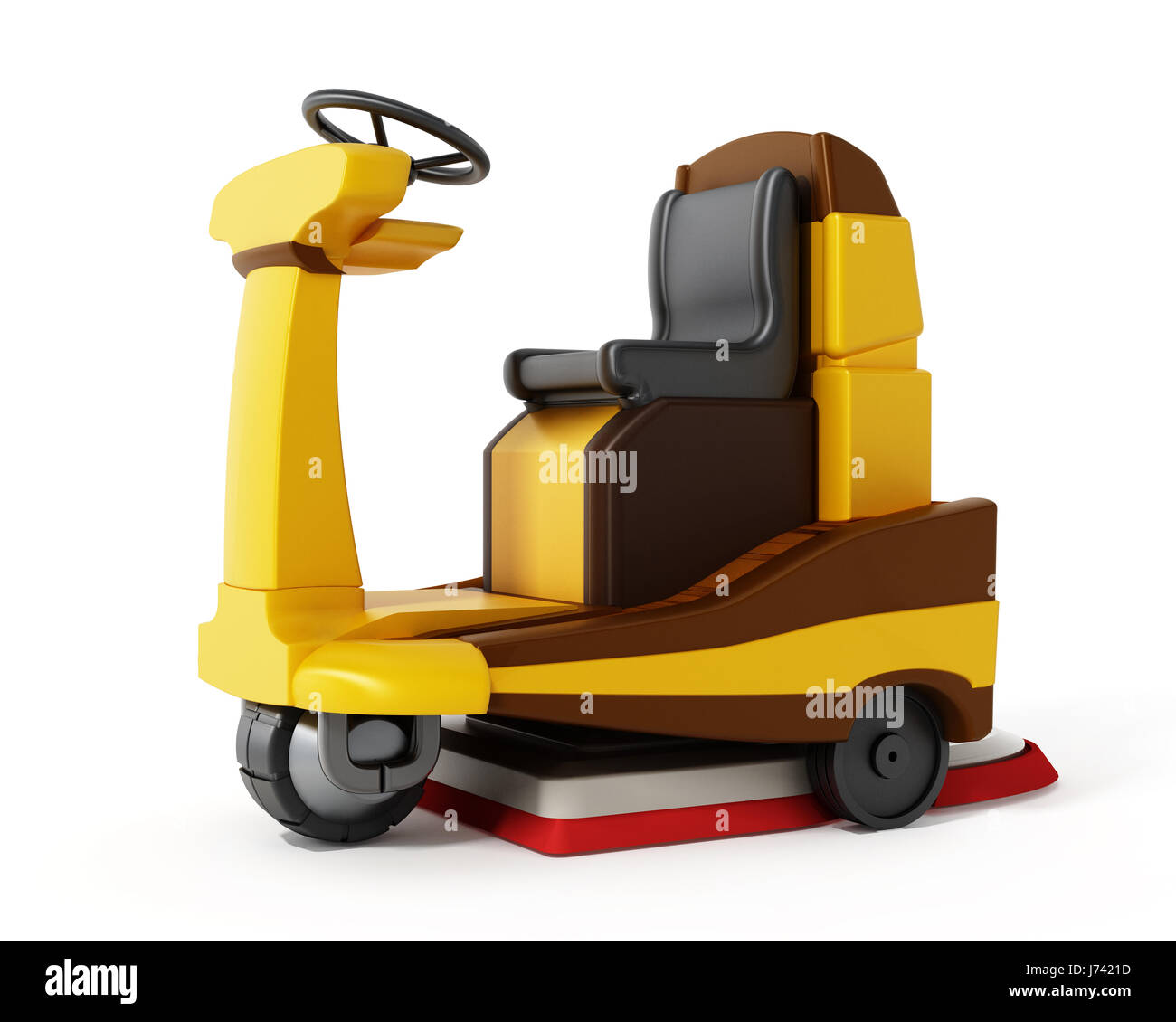 Floor cleaning machine isolated on white background. 3D illustration. Stock Photo