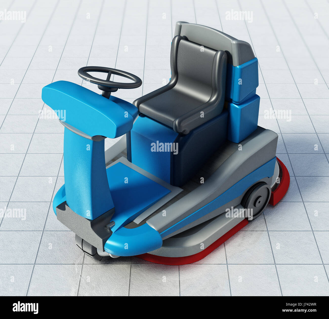 Floor cleaning machine isolated on white background. 3D illustration. Stock Photo