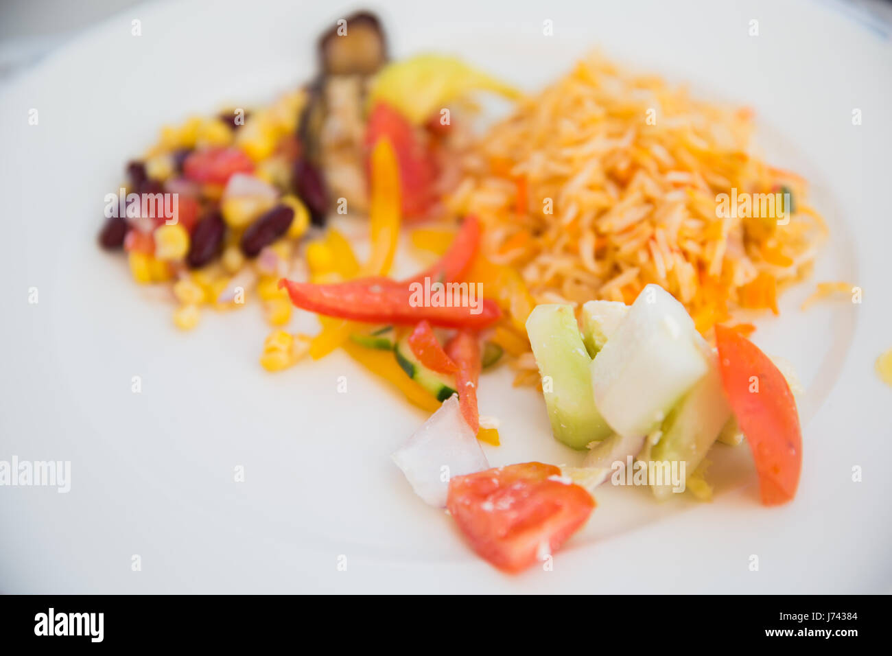 vegetable salad and garnish on plate Stock Photo