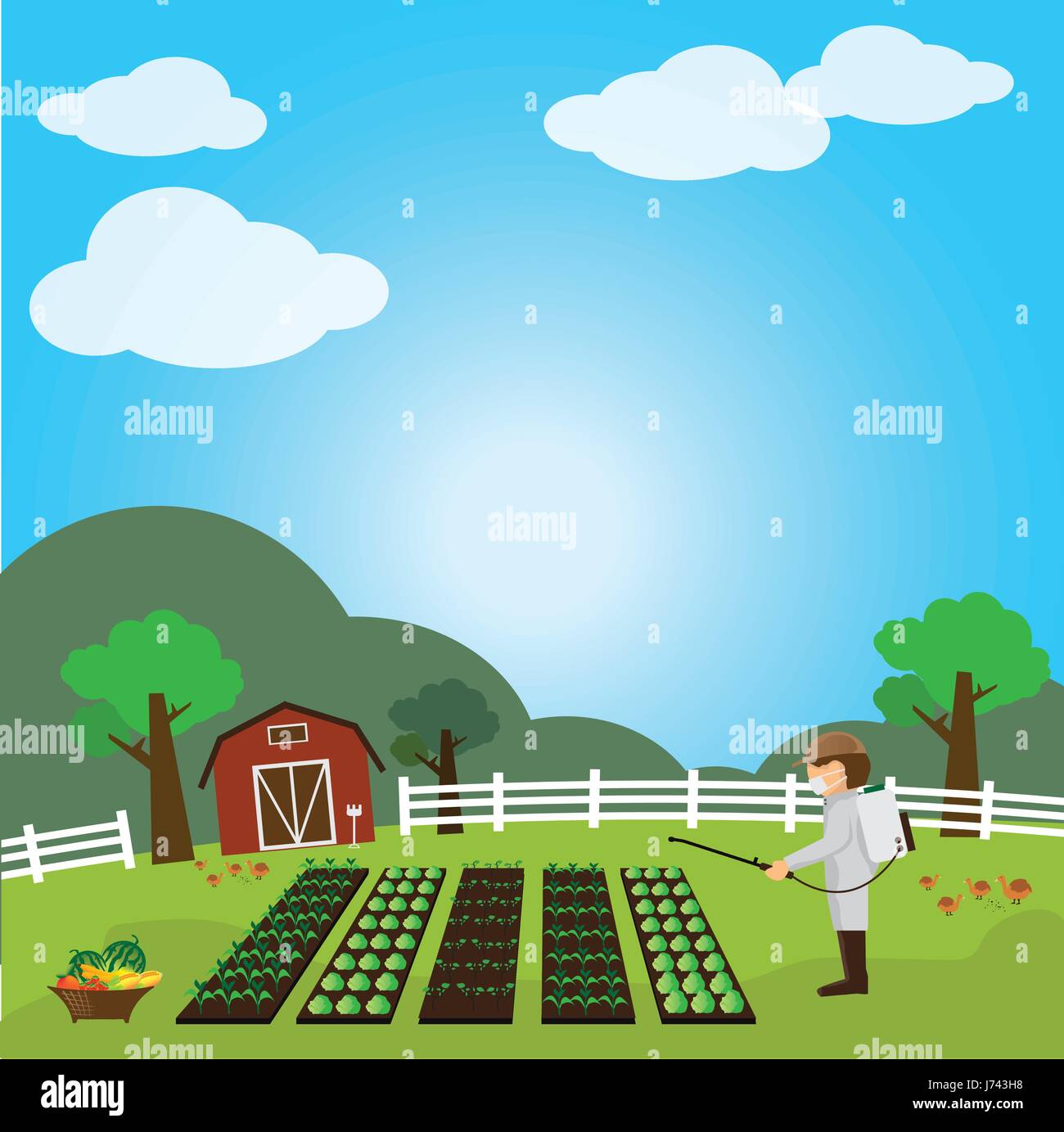 fruits and vegetables garden, Vector illustration Stock Vector Image ...