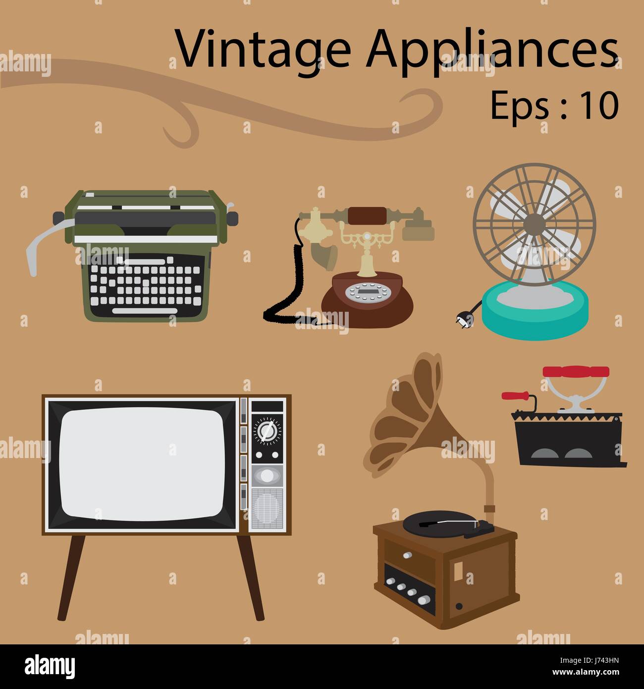 Vintage Appliances, Vector illustration Stock Vector