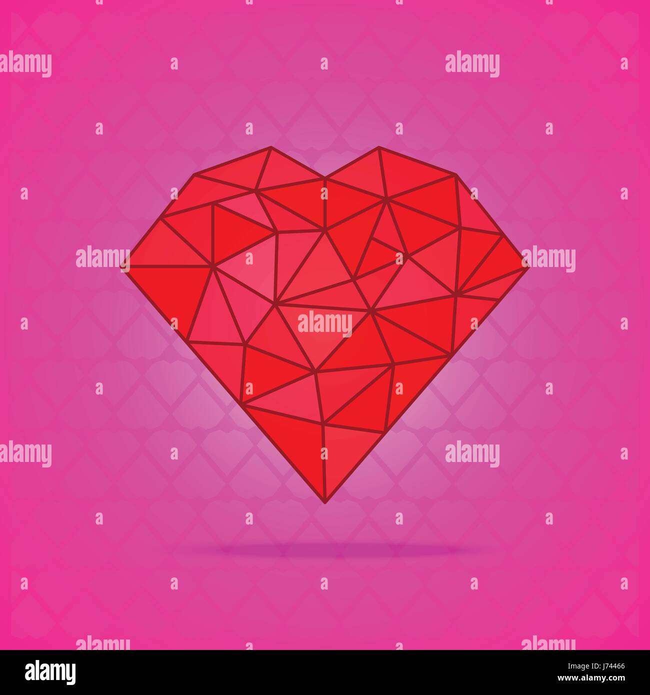 Red abstract polygonal heart on pink background.Vector illustration ...