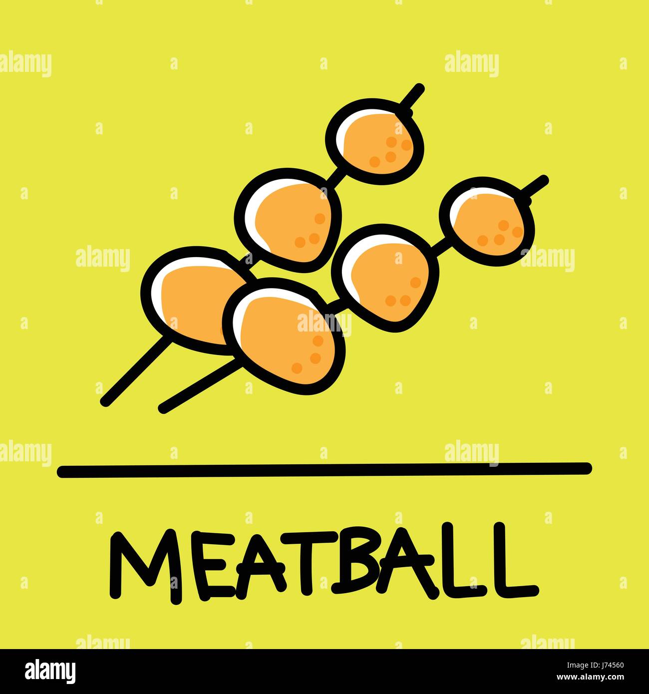 Cute meatball handdrawn style,drawing,hand drawn vector illustration