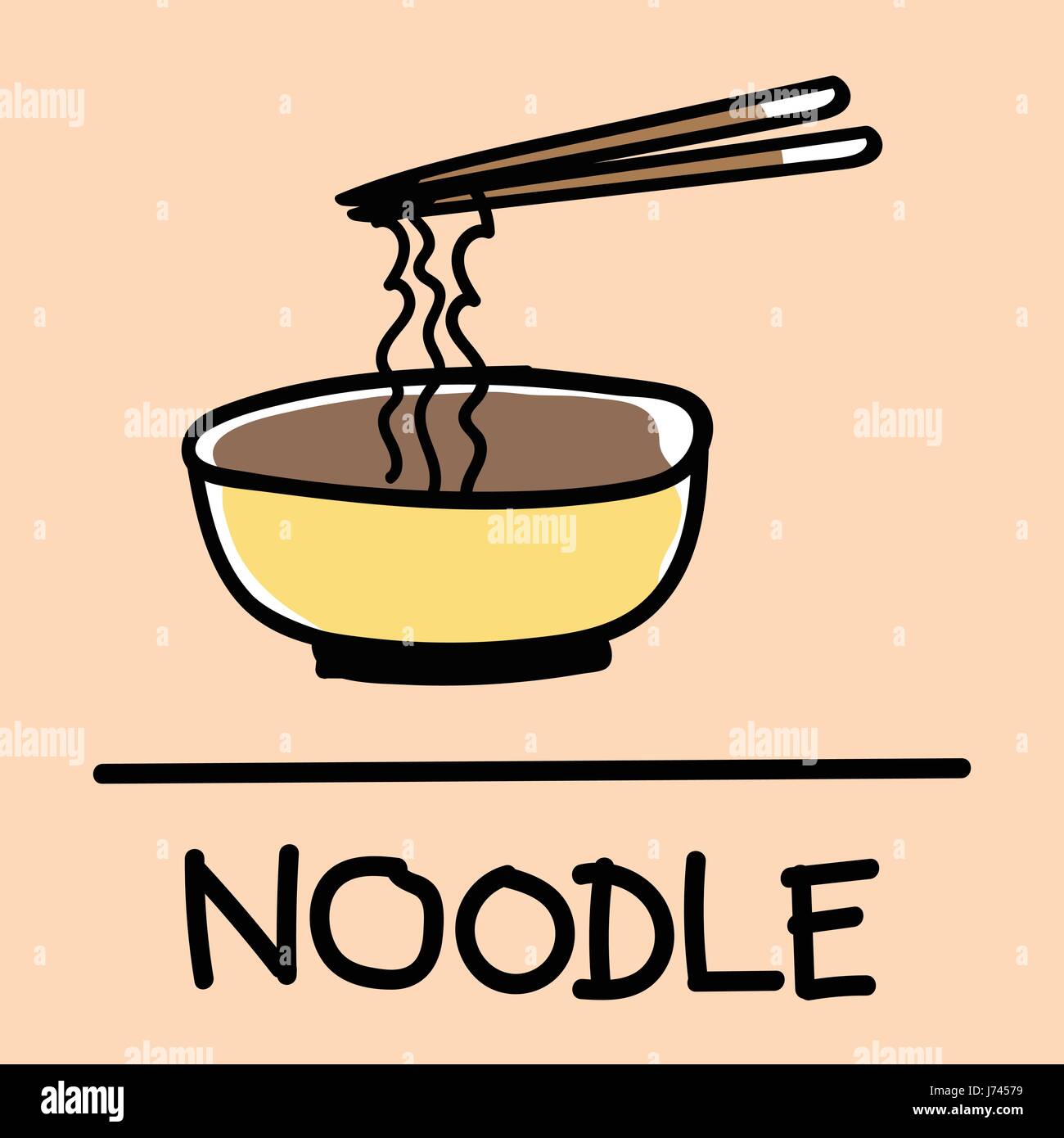 Cute noodle handdrawn style,drawing,hand drawn vector illustration