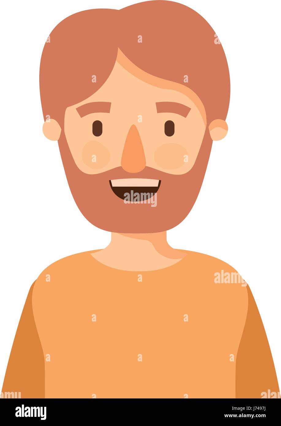 colorful caricature half body man bearded Stock Vector