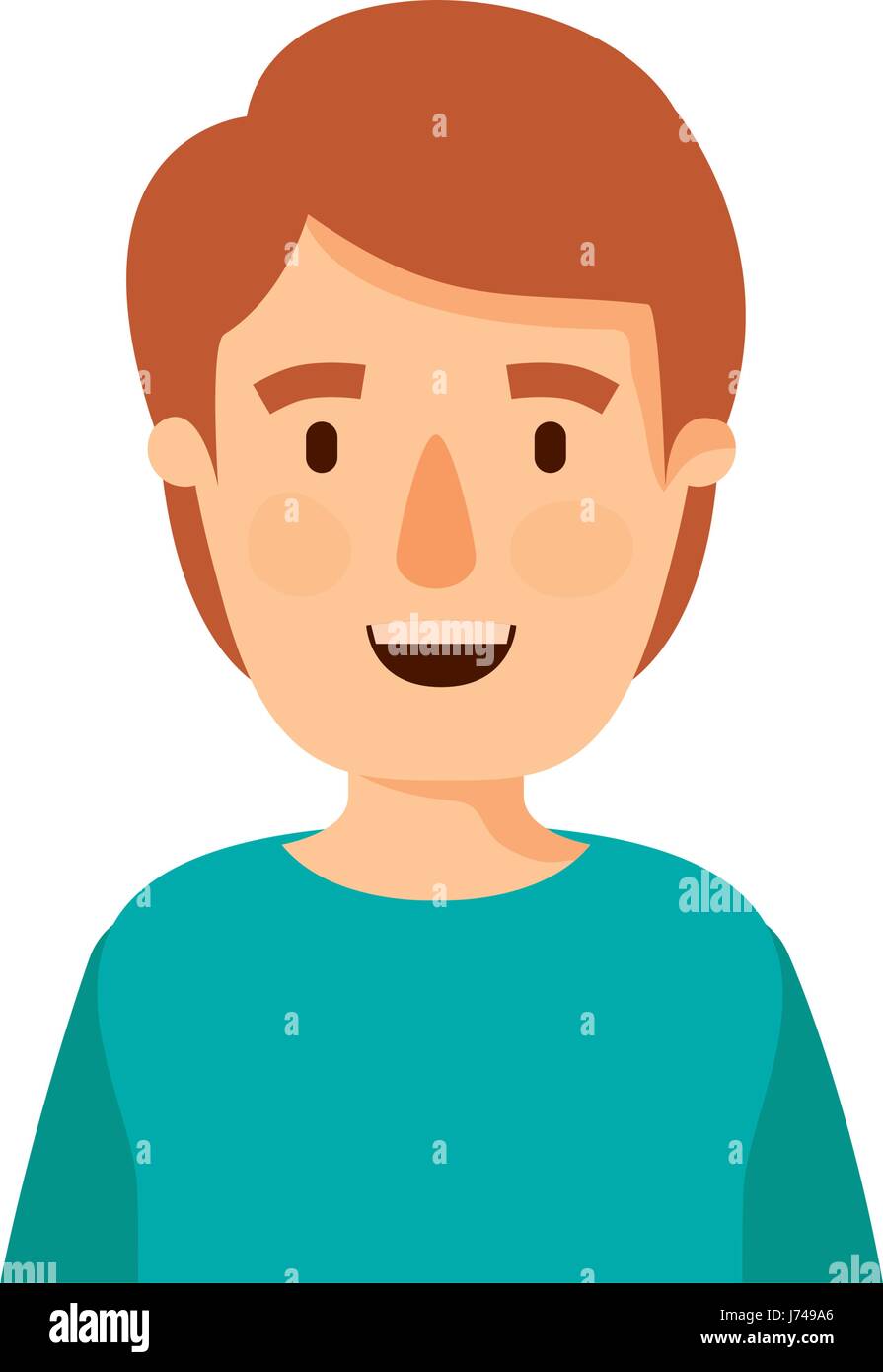 colorful caricature half body young man with hairstyle Stock Vector