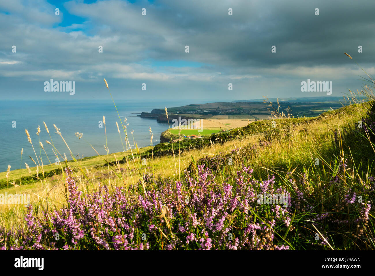 View towards Staithes from Boulby Cliffs, North Yorkshire Coast Stock