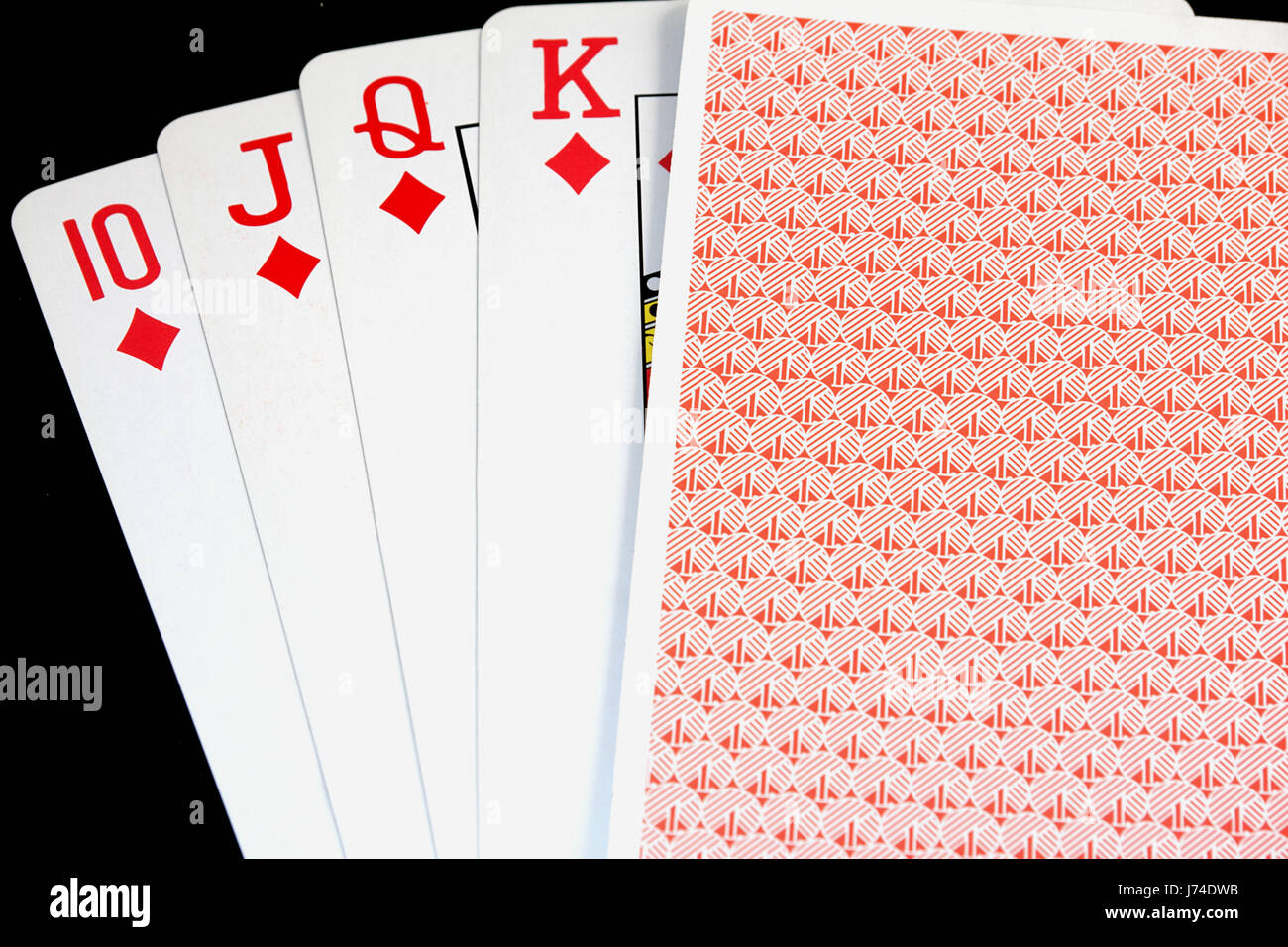 card flush cast diamonds hand give royal cards spare time free time leisure Stock Photo